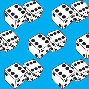 large dice on blue