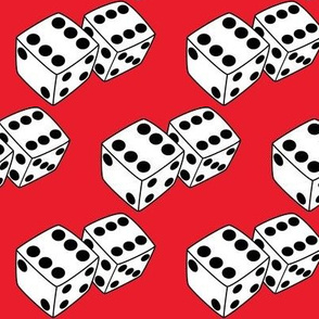 large dice on red