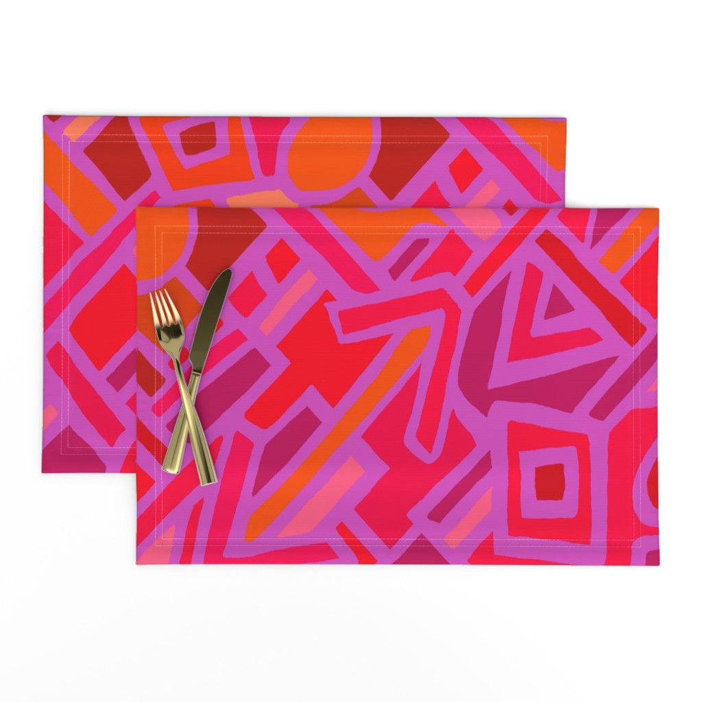 Tribal BaKuba - Pink Orange Red - Large Scale