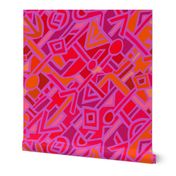 Tribal BaKuba - Pink Orange Red - Large Scale