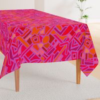 Tribal BaKuba - Pink Orange Red - Large Scale