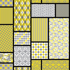 Yellow & Gray Quilt-y Patchwork