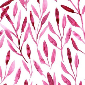 Ruby watercolor leaves ★ painted tonal nature for modern home decor, bedding, nursery