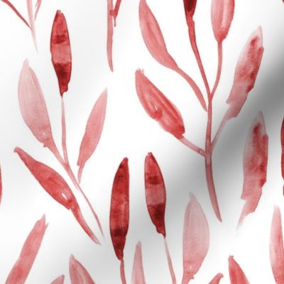 Crimson watercolor leaves ★ painted leaf pattern for modern home decor, bedding, nursery