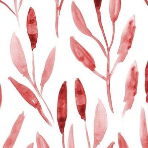Crimson watercolor leaves ★ painted leaf pattern for modern home decor, bedding, nursery