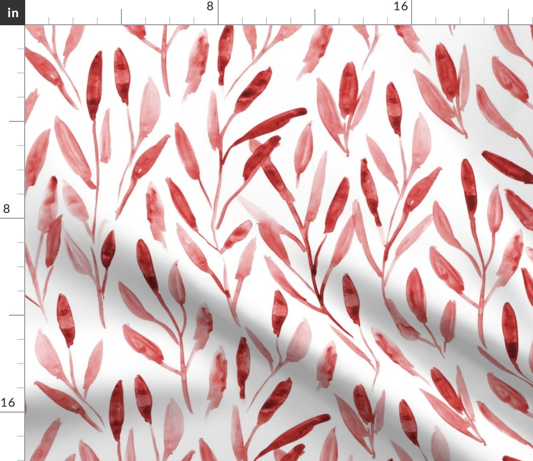 Crimson watercolor leaves ★ painted leaf pattern for modern home decor, bedding, nursery