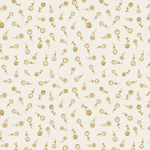 Gold Abstract Flowers On Beige