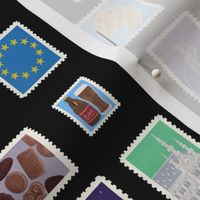 Belgian Stamps on Black