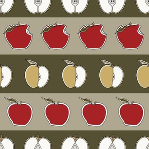 Red Green Apples on Stripes