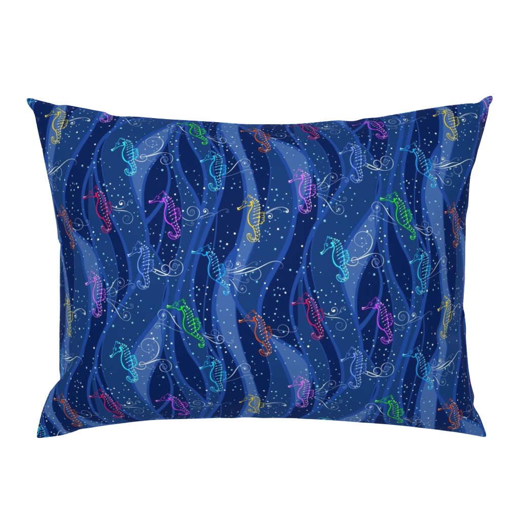Seahorses Sing Small | Multi on Blue