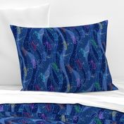 Seahorses Sing Small | Multi on Blue