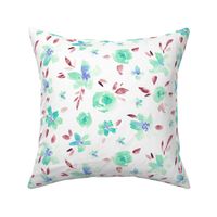 Watercolor pretty flowers in light blue ★ painted florals for modern home decor, bedding, nursery