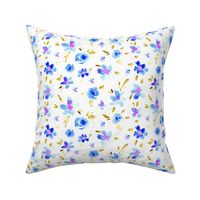 Watercolor pretty flowers in blue ★ painted florals for modern home decor, bedding, nursery