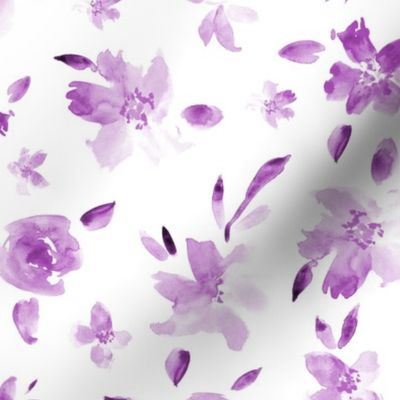 Amethyst watercolor tonal flowers ★ painted florals for modern purple home decor, bedding, nursery