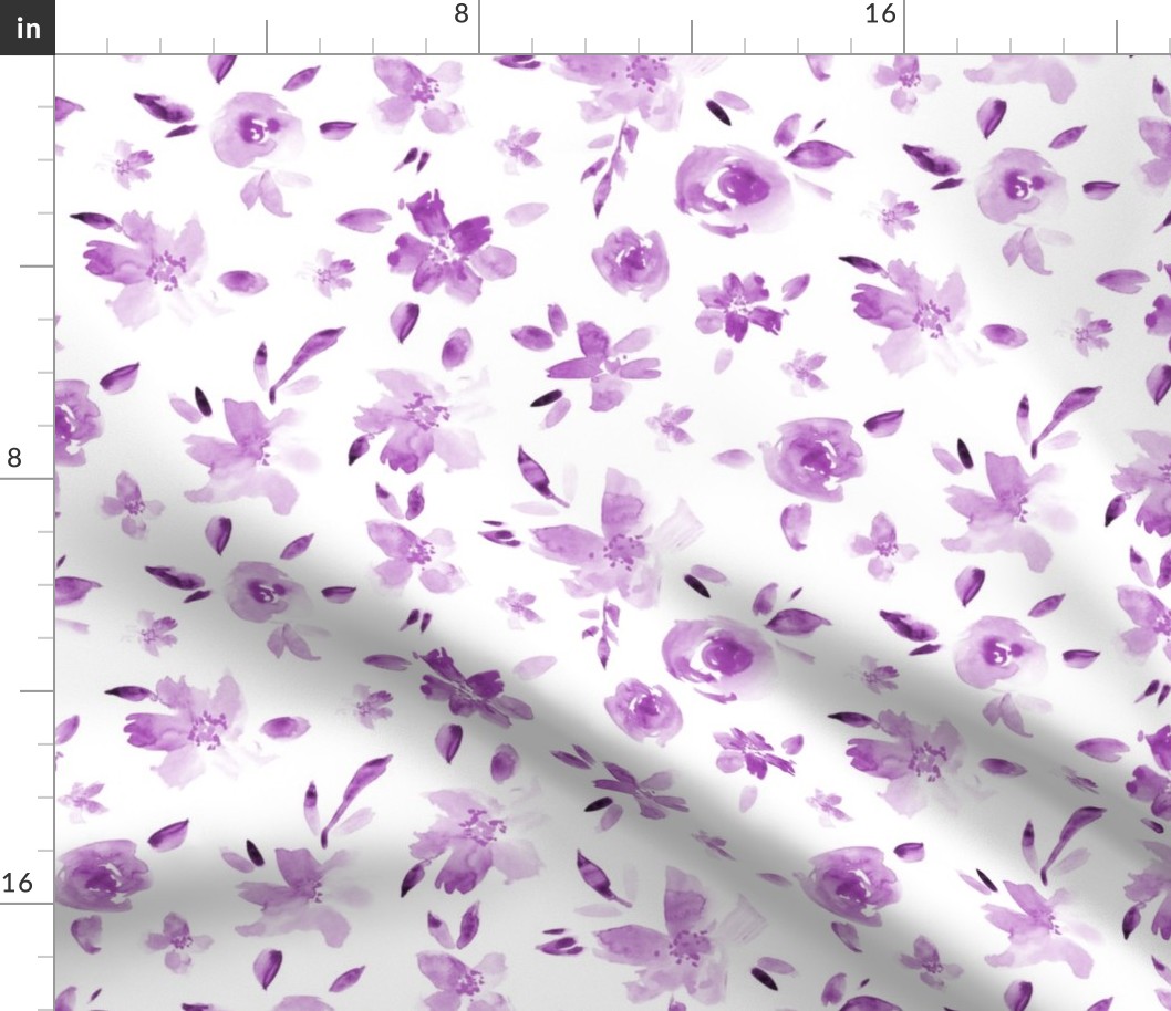 Amethyst watercolor tonal flowers ★ painted florals for modern purple home decor, bedding, nursery