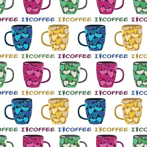 Bright Coffee Mugs with Text on White