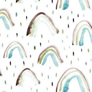 Saturated magic rainbows ★ watercolor modern print for neutral nursery