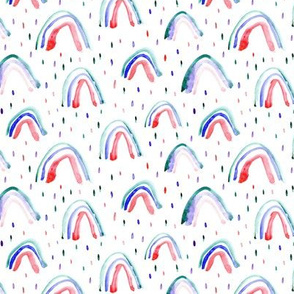 Watercolor patriotic rainbows in red and blue for 4th of july ★ painted rainbows for modern nursery