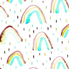 Watercolor magic rainbows and drops ★ aqua and earthy tones for modern nursery