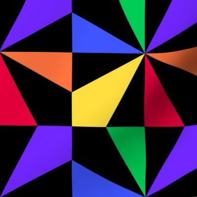 Rainbow Four Pointed Stars With Black