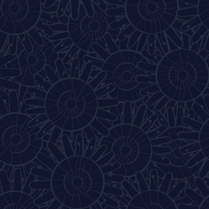 Dark Blue Overlapping Flowers