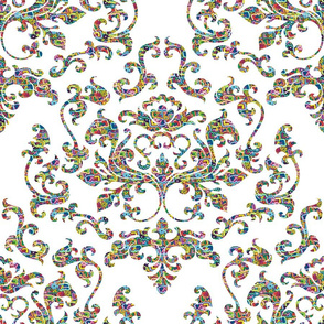 Damask Variations Hippie Love on White