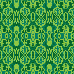 Ikat Bluegreen Forest Lime Green