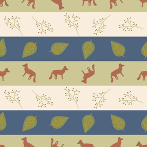 Foxes and Plants On Stripes