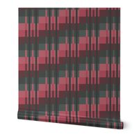 Large - Step Up Stripes in Burgundy Rose and Pine Green 
