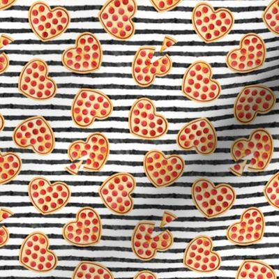 (1.25" scale) heart shaped pizza - valentines day - black stripes C19BS