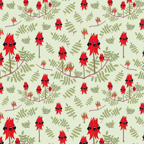 Sturt's Desert Pea Lace - leaf green, medium 