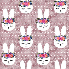 floral bunnies - spring easter - mauve - LAD19