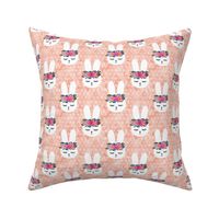 floral bunnies - spring easter - peach with polka dots - LAD19