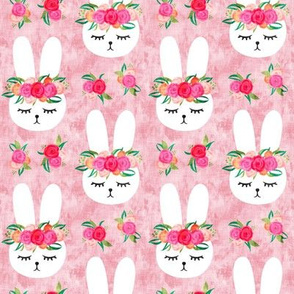 floral bunnies - spring easter - pink - LAD19