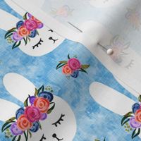 floral bunnies - spring easter - light blue - LAD19