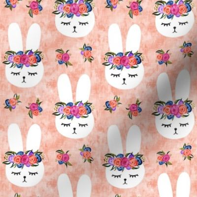 floral bunnies - spring easter - peach - LAD19