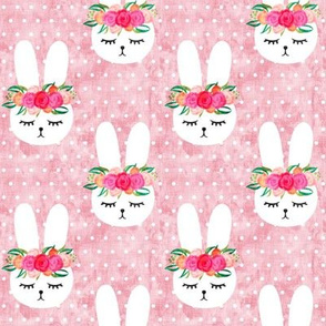 floral bunnies - spring easter - pink polka dots - LAD19