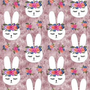 floral bunnies - spring easter - mauve - LAD19