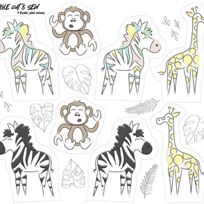 Jungle Cut & Sew- Zebra Giraffe Monkey