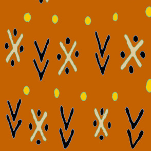 African Tribal Arrows - Rust Black Yellow