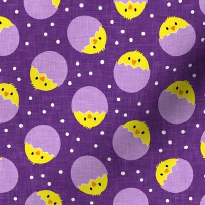 chicks in eggs - purple on purple - LAD19