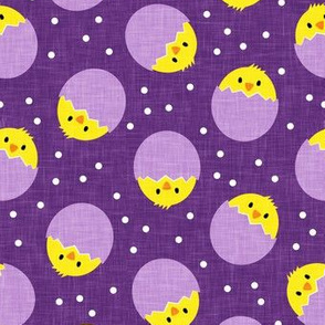 chicks in eggs - purple on purple - LAD19