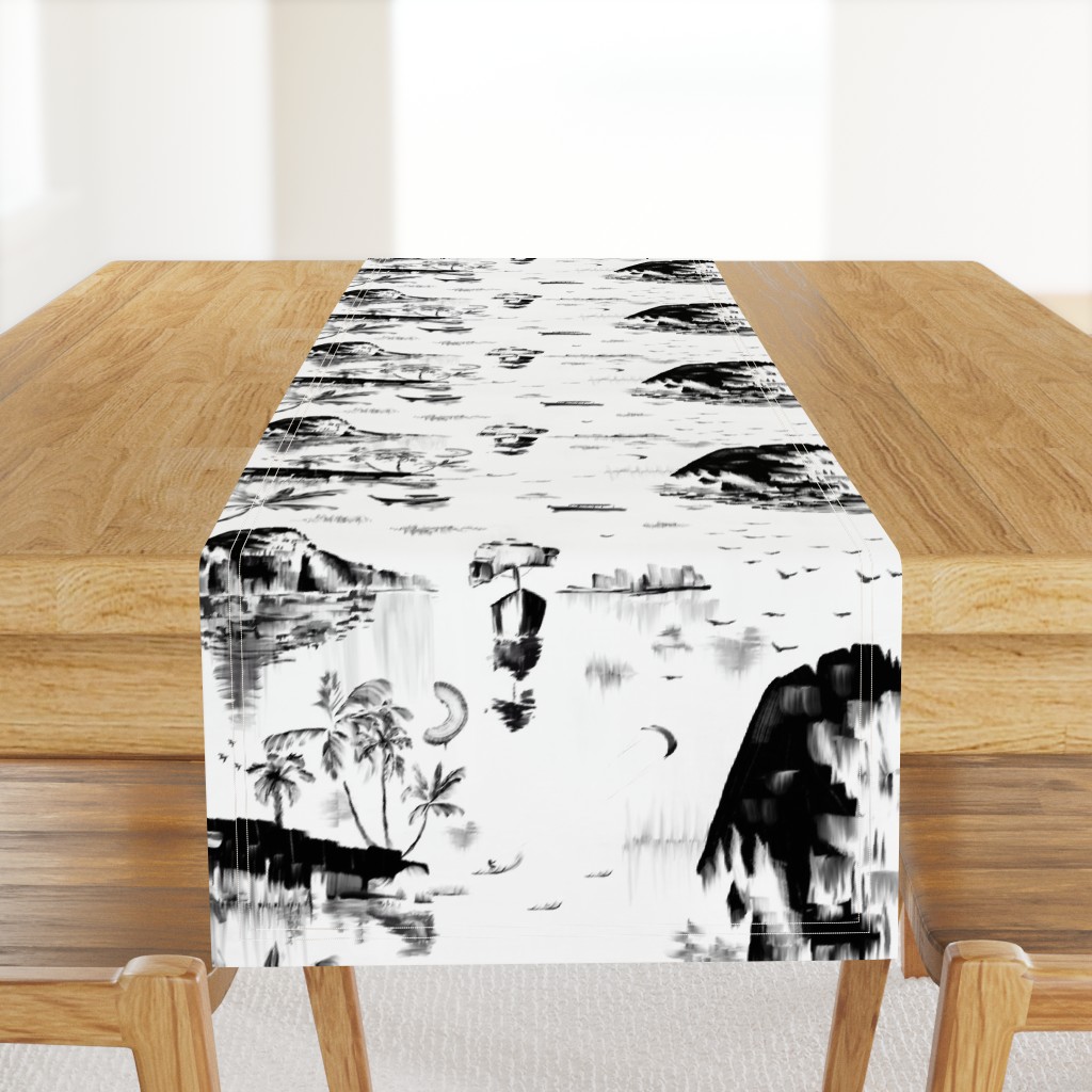 Black and White Painterly tropical sea landscape