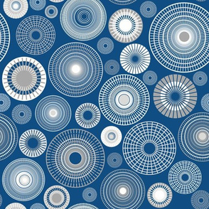 concentric circles on classic blue