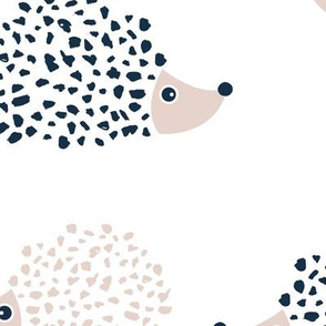 Scandinavian sweet hedgehog illustration for kids gender neutral blue and white blue JUMBO