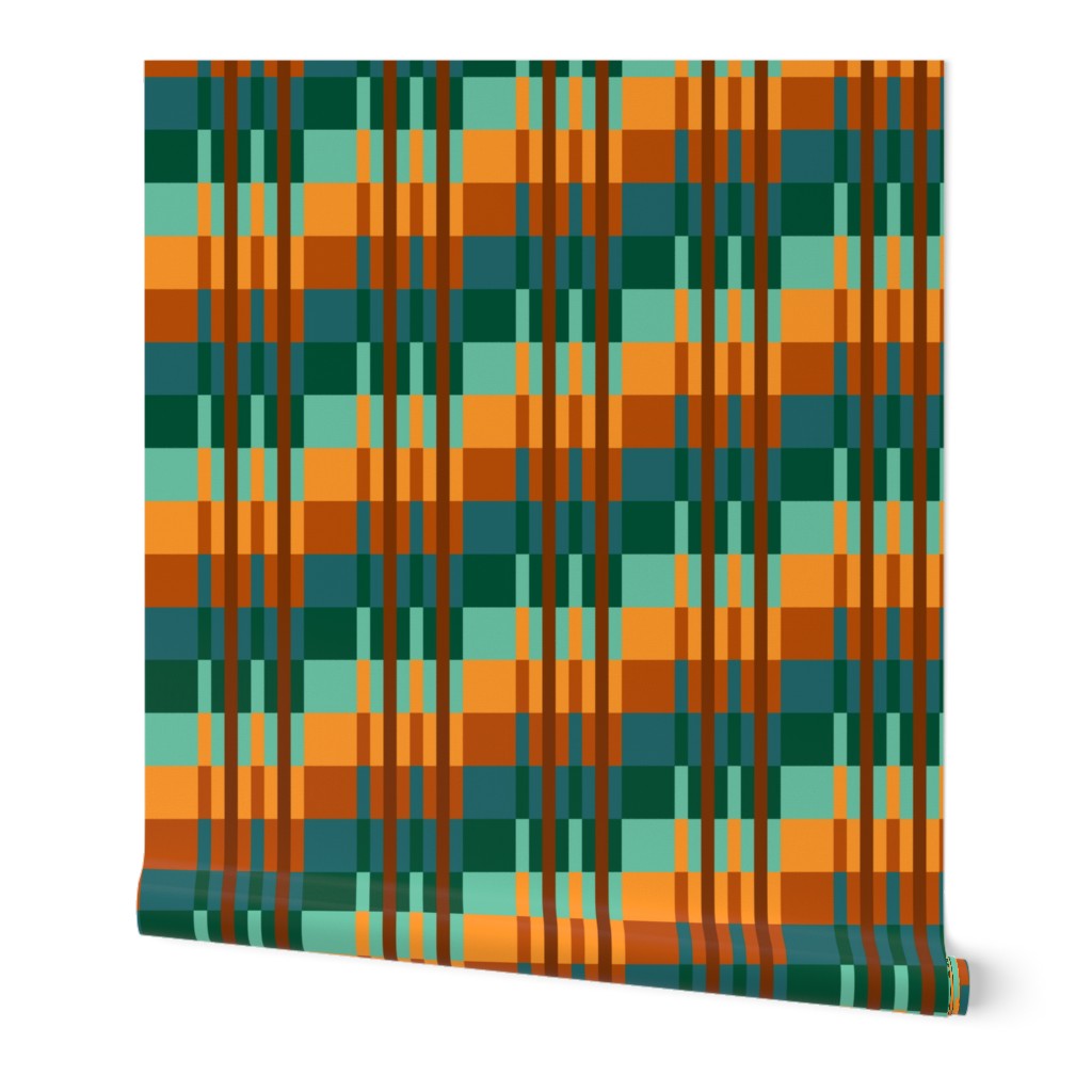  Small - Step Up Stripes  in Teal Green - Turquoise - Orange