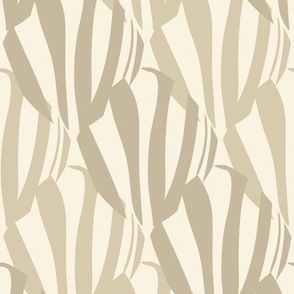 Abstract Minimalism - Deconstructed Zebra Stripe - Khaki and Ecru on Cream