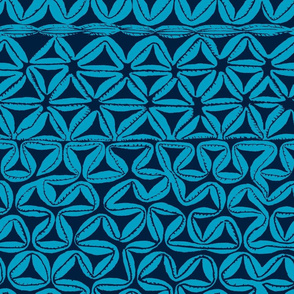 South Seas Tribal Tapa - Turquoise smaller scale