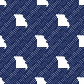 Missouri State Shape Pattern Dark Blue and White Stripes