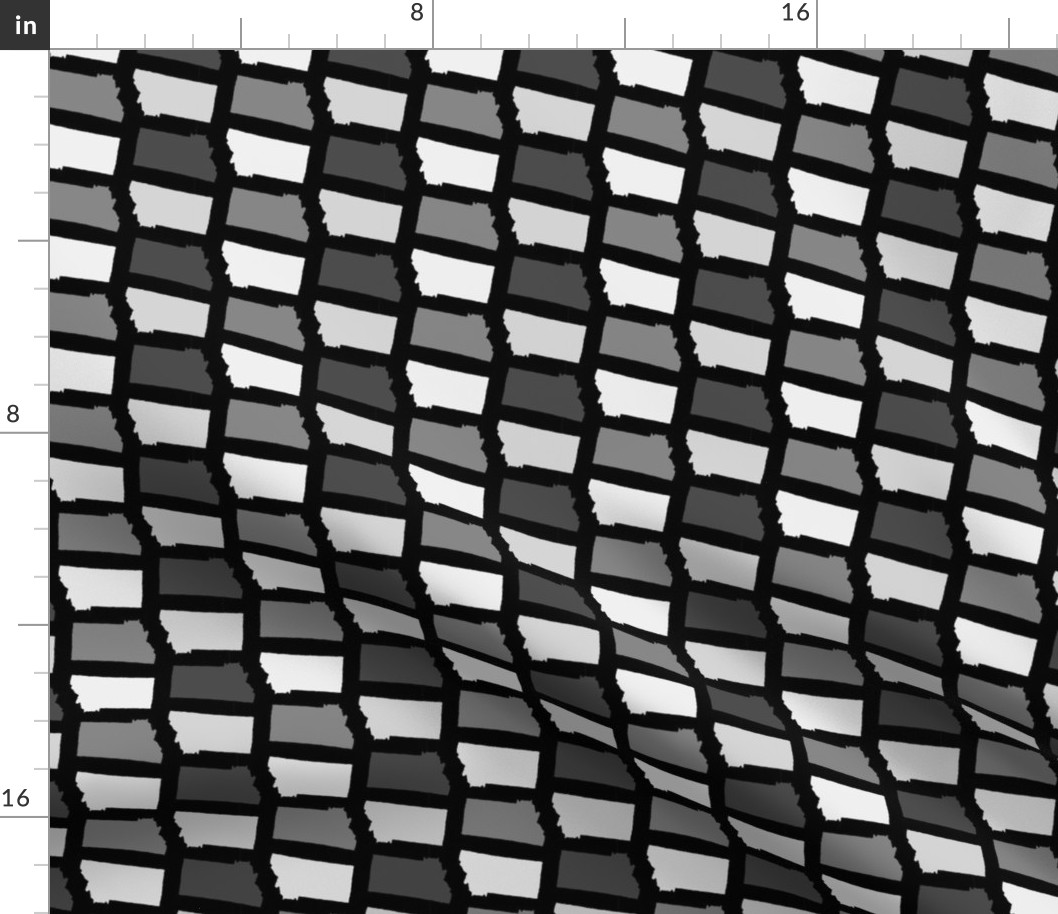 Montana State Shape Pattern Black and White